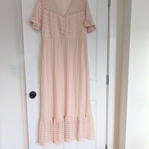 BCBG Max Azria peach lace overlay dress size XL - Picture 2 of 6